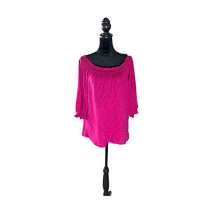 Women's Knox Rose Fuchsia Long Sleeve Off-Shoulder Tee M